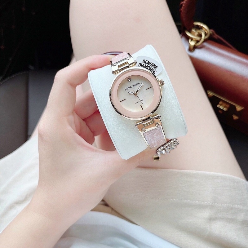 Đồng Hồ Anne Klein Dây Kim Loại Phối Cerremic Siêu xinh Case 34mm Hàng mỹ dành cho nữ - BH24 Tháng