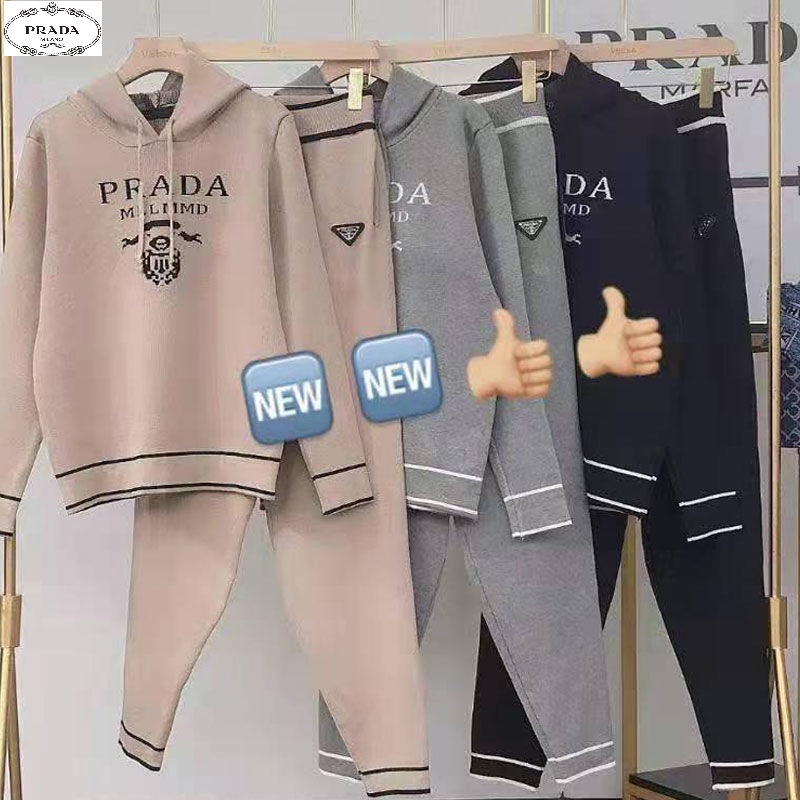 Bộ Áo Len Nam PRADA Cotton Nguyên Chất Dệt Kim Rộng Rãi!