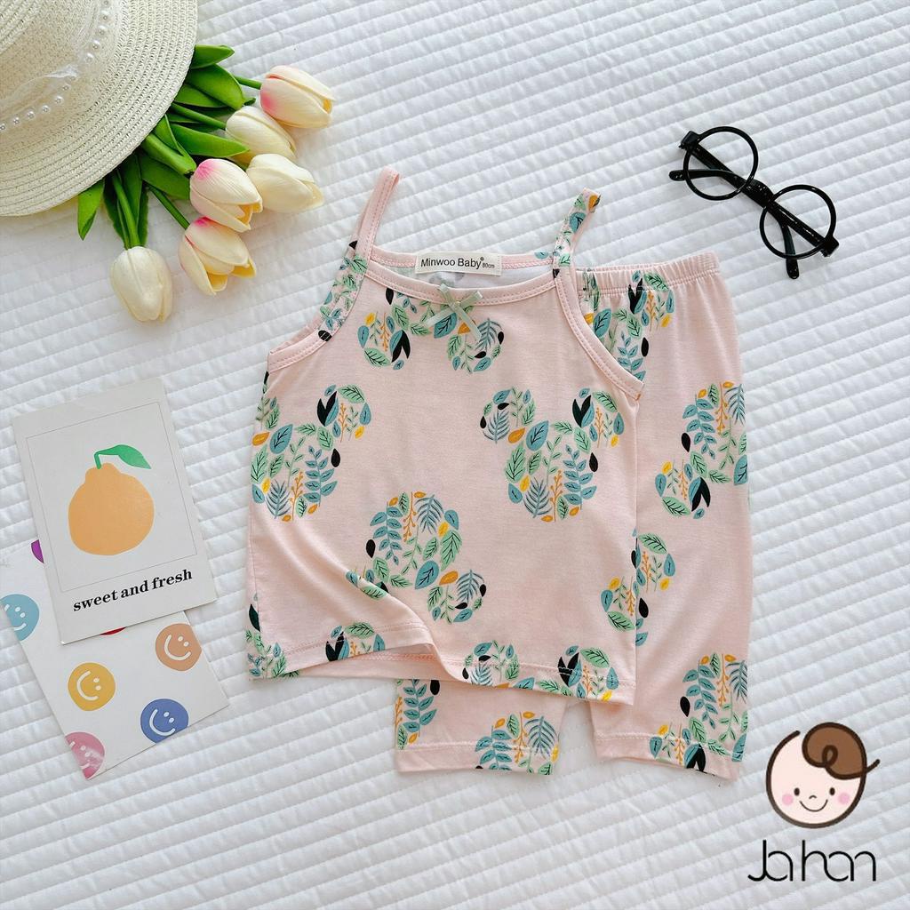 Bộ 2 dây Size 80-120  quần lửng qua gối cotton lạnh mát mịn cho bé gái