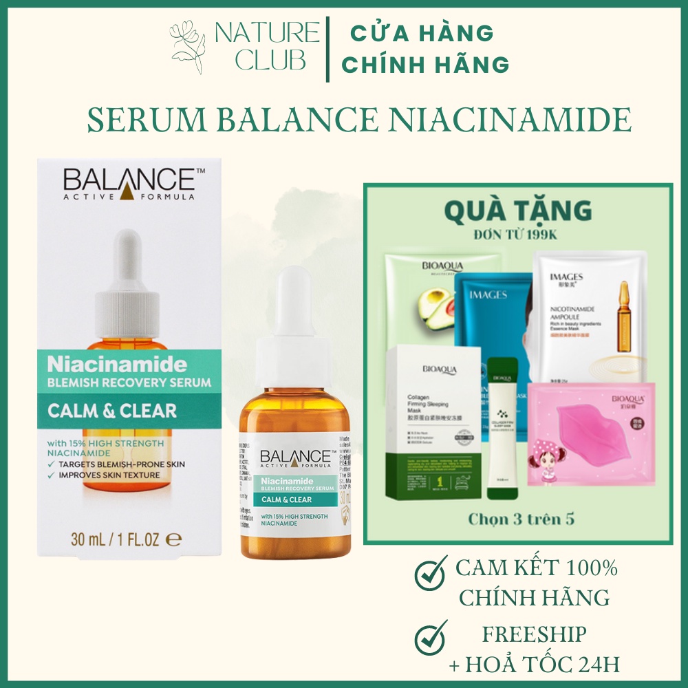 Serum ngừa mụn mờ thâm Balance Active Formula Niacinamide 15% 30ml - Nature Club phân phối chính hãng có VAT