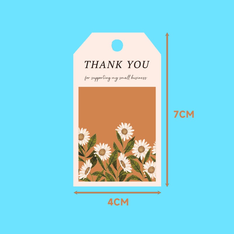 50 Tag thẻ cảm ơn giấy kraft tặng kèm 10m dây gai trang trí xinh xắn