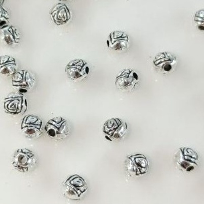 10-20-50viên Charm xỏ hoa hồng 4mm
