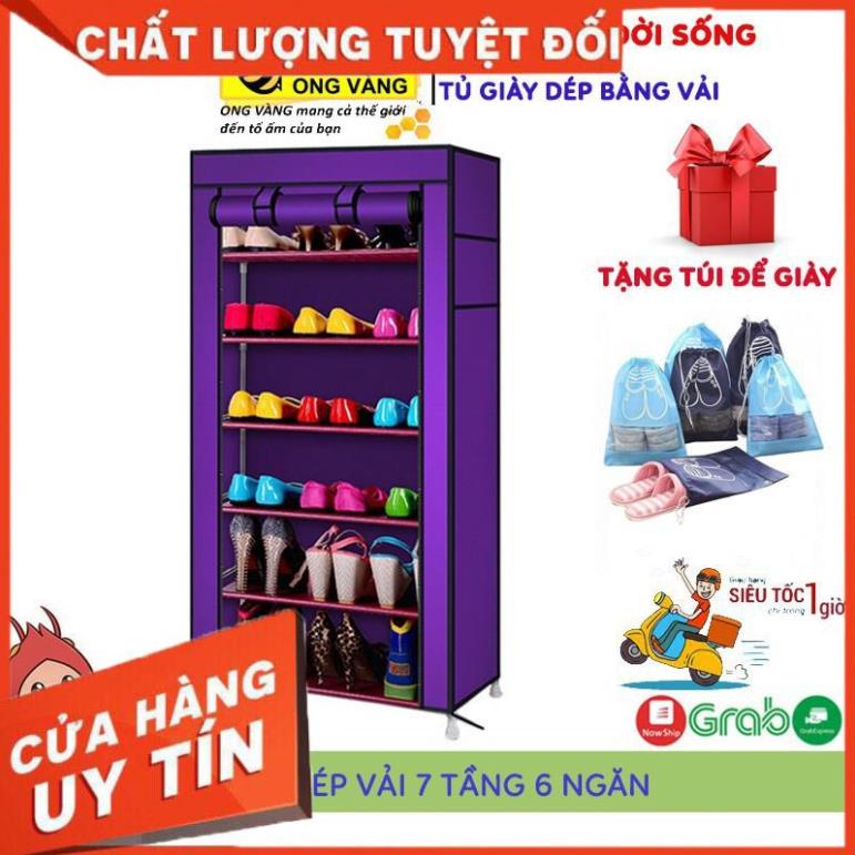 [ Bán Lẻ Giá Sỉ ] Tủ Để Giày Dép Thông Minh 7 Tầng 6 Ngăn, Tủ Vải Giày Dép Khung Inox Chắc Chắn Tặng Kèm Túi Đựng Giày