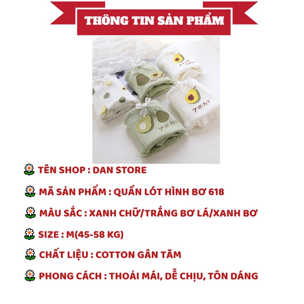 Quần Lót Nữ - Quần Lót Nữ gân tăm hình bơ đáng yêu mềm mại lên dáng trẻ trung quyến rũ mẫu DAN STORE 618