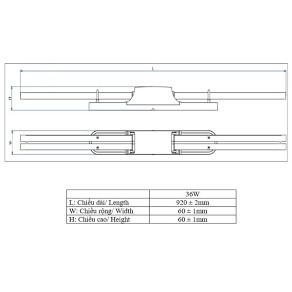 Bộ đèn double wing 36W x 2 Điện Quang