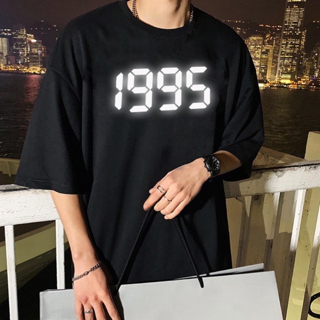 ÁO THUN UNISEX TAY LỠ NĂM SINH PHẢN QUANG IN THEO YÊU CẦU