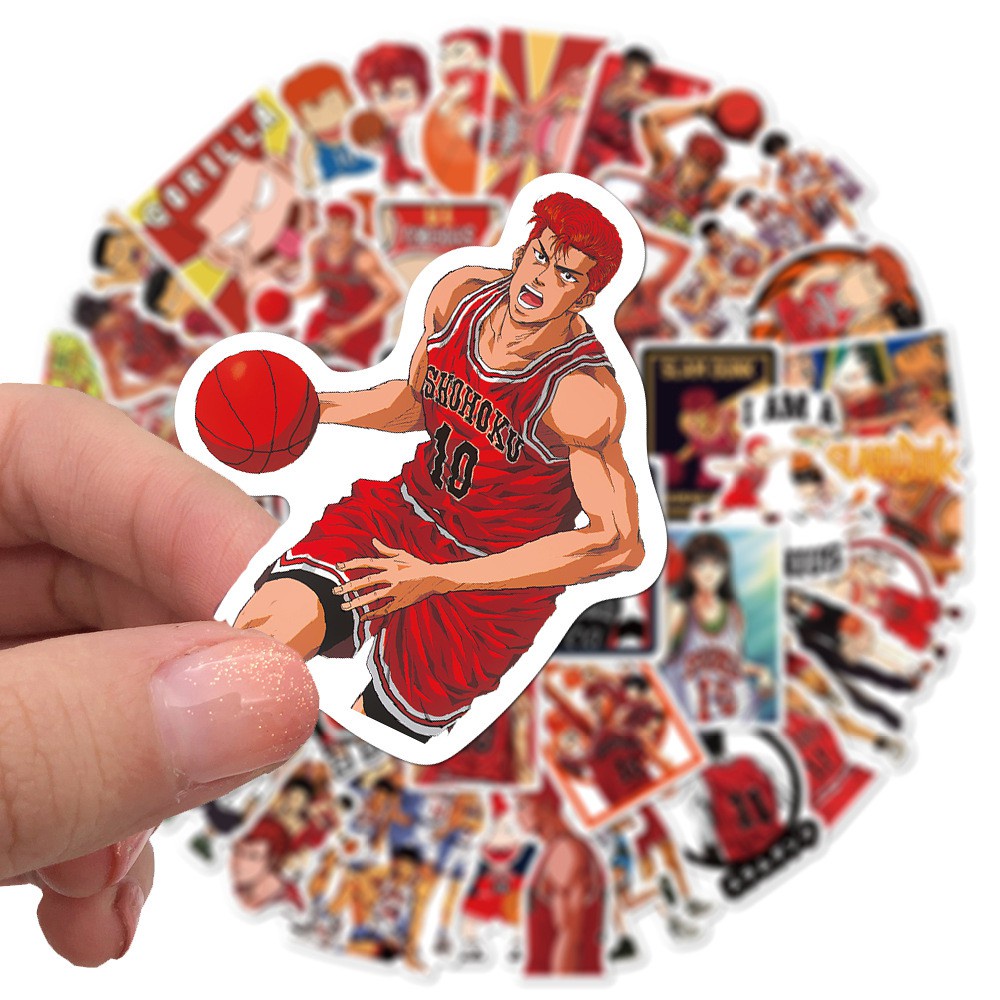 Bộ 10 / 25 / 50 miếng dán nhựa Pvc chống nước họa tiết hoạt hình Slam Dunk để trang trí đa năng