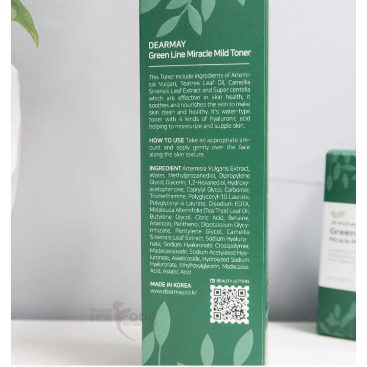 Nước Hoa Hồng Cân Bằng, Làm Dịu Da Chiết Xuất Thiên Nhiên Dearmay Green Line Miracle Mild Toner 150ml