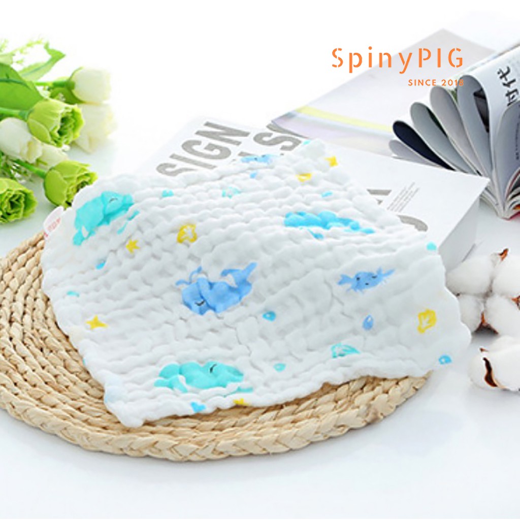 Set 5 khăn xô sữa cho bé 6 lớp 30x30cm cotton đa năng siêu mềm và siêu thấm nhiều hoạ tiết