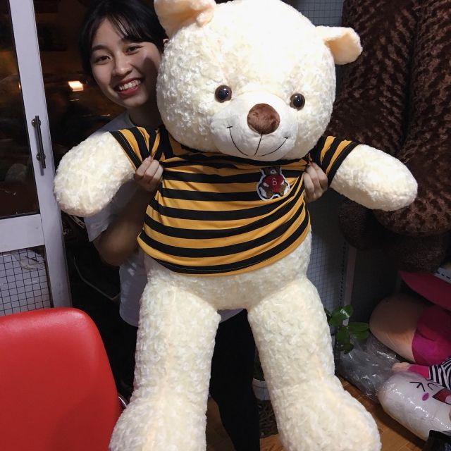Gấu bông Teddy cao cấp CAO 1M Màu kem