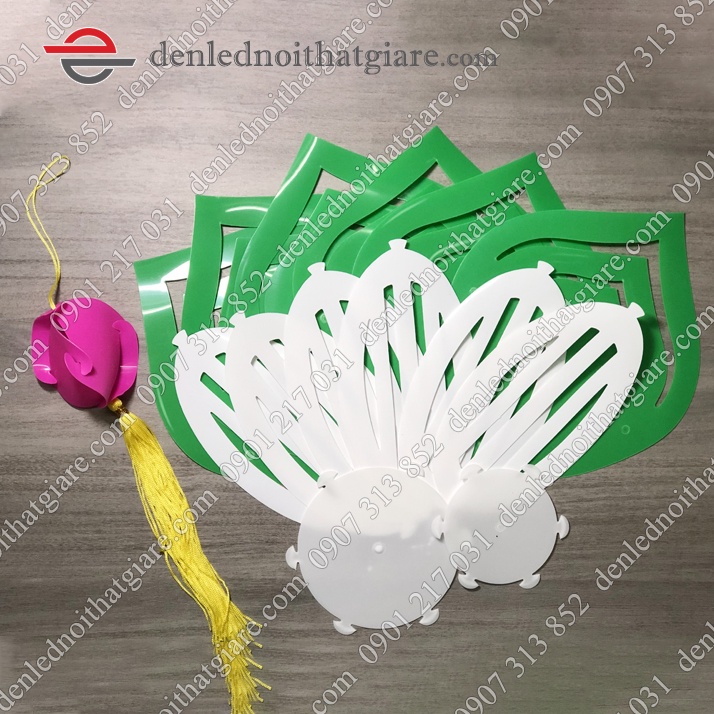 Combo 5 Đèn Lồng Nhựa Hoa Sen 30cm treo trang trí chùa, đền thờ