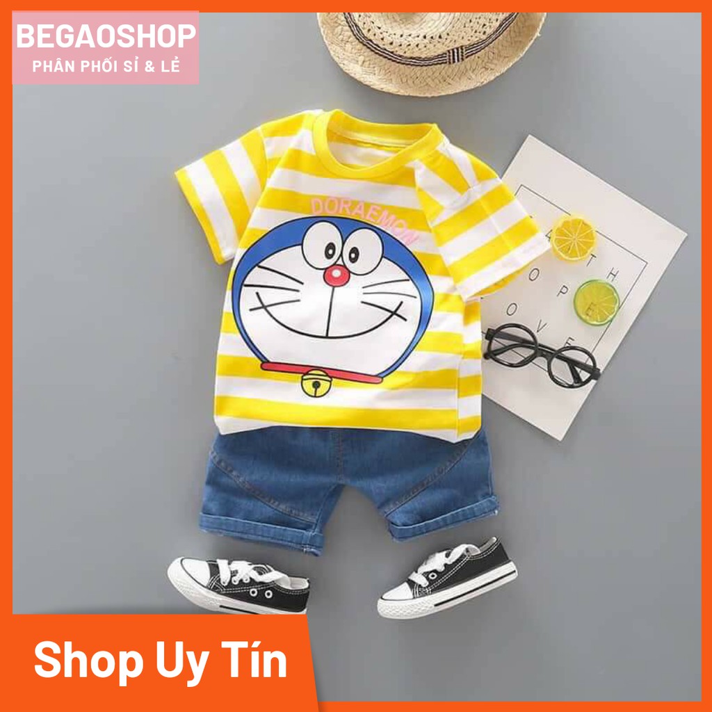 Bộ đồ bé trai BabyGao quần + áo hoạ tiết doremon siêu đáng iu