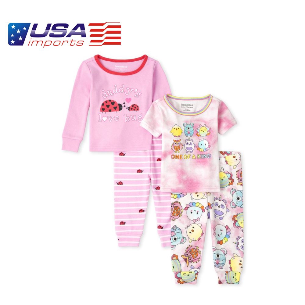 Set 4 đồ ngủ mặc nhà hồng Squishies cotton phôm ôm Children's Place Auth Từ Mỹ (3027925_1060)
