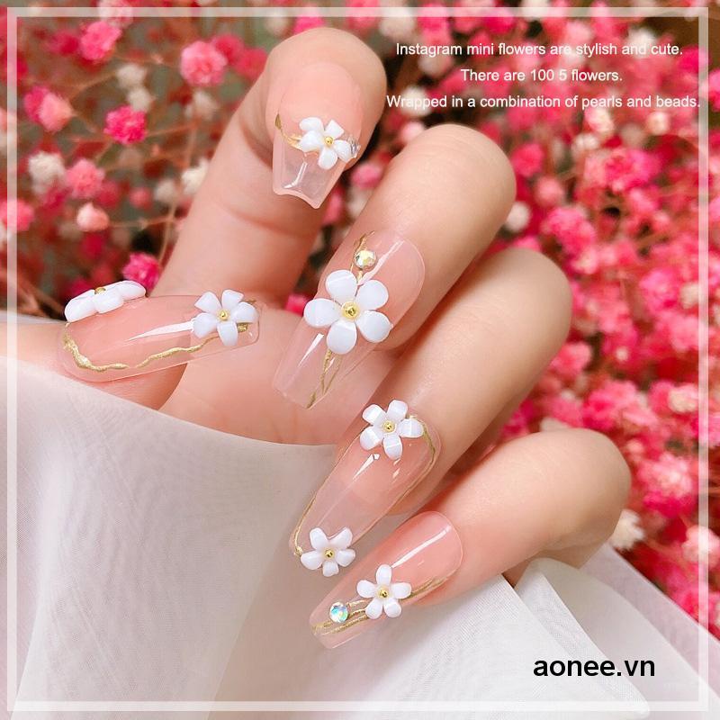 ✨✨Set 100 Hoa Trắng Đỏ Dùng Để Trang Trí Móng Nghệ Thuật