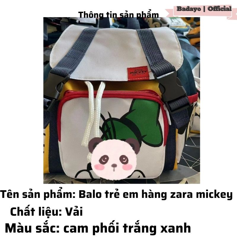 Balo trẻ em hàng za.ra hình mickey mẫu mới 2022 siêu xinh BADAYO T2.033