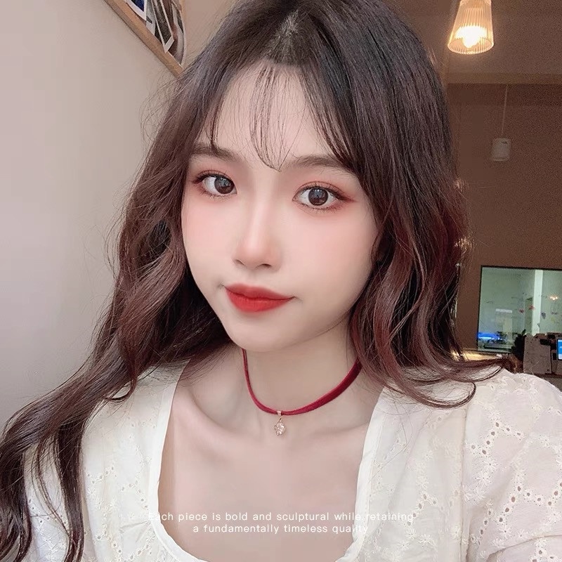 Vòng Cổ Choker Dây Nhung Màu Đỏ Đính Đá Thời Trang