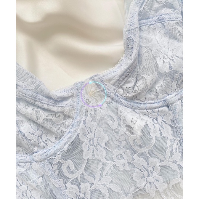 Áo corset ren mỏng xanh pastel