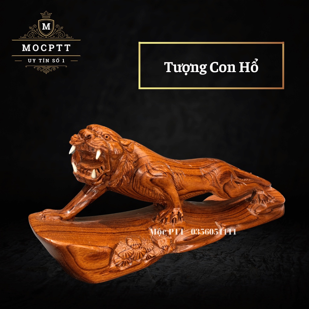 Tượng Con Hổ ( Dần ) gỗ Hương Đá kích thước Rộng 30 40 50 60 cm CG03