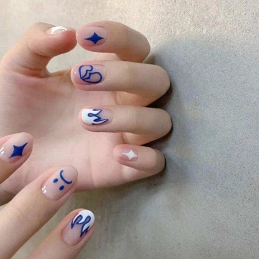 [Hàng mới về] Set 24 móng tay giả đầu nhọn/ tròn thời trang mùa hè cho nữ