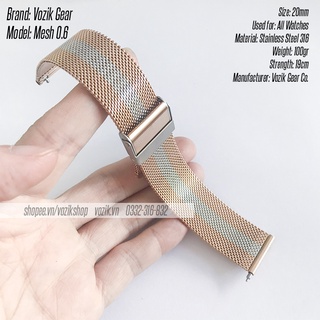 Dây đeo đồng hồ thép lưới mesh Mesh 0.6mm VOZIK - milanese strap band for watches