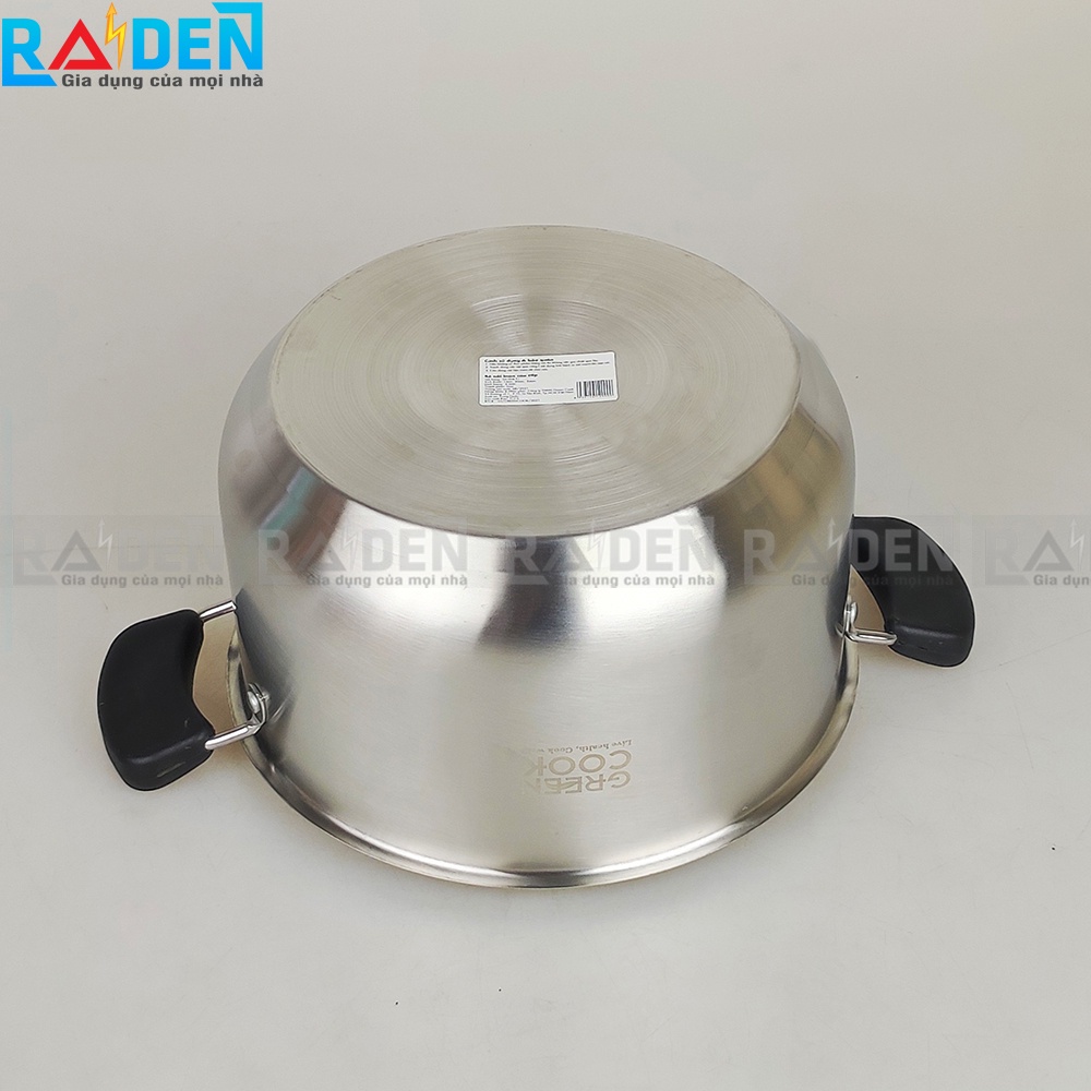 [Chính hãng] Bộ 3 nồi quánh inox Greencook GCS08-T1 đế liền nhiều lớp chống cong đáy, dùng được bếp từ