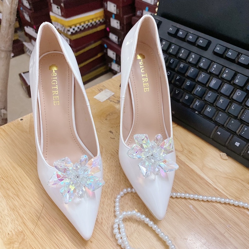 TK9511-6 GIÀY CƯỚI BIGTREE ĐÍNH HOA ĐÁ CAO CẤP