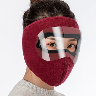 Khẩu trang vải có kính chắn gió, chống bọt dịch - Khẩu trang ninja vải nỉ có kính bảo vệ mắt 2in1 chống gió rét