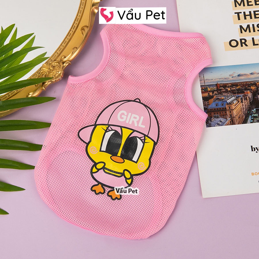 Áo Cho Chó Mèo Ba Lỗ Lưới Cute - Quần Áo Cho Chó Mèo Thú Cưng Vẩu Pet