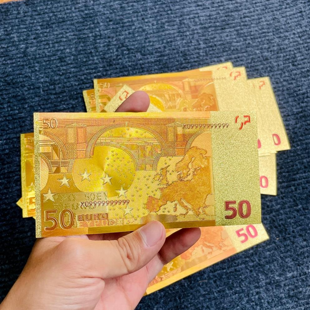 Tờ Tiền Kỉ Niệm 50 EURO Plastic Mạ Vàng Lì Xì Tết May Mắn