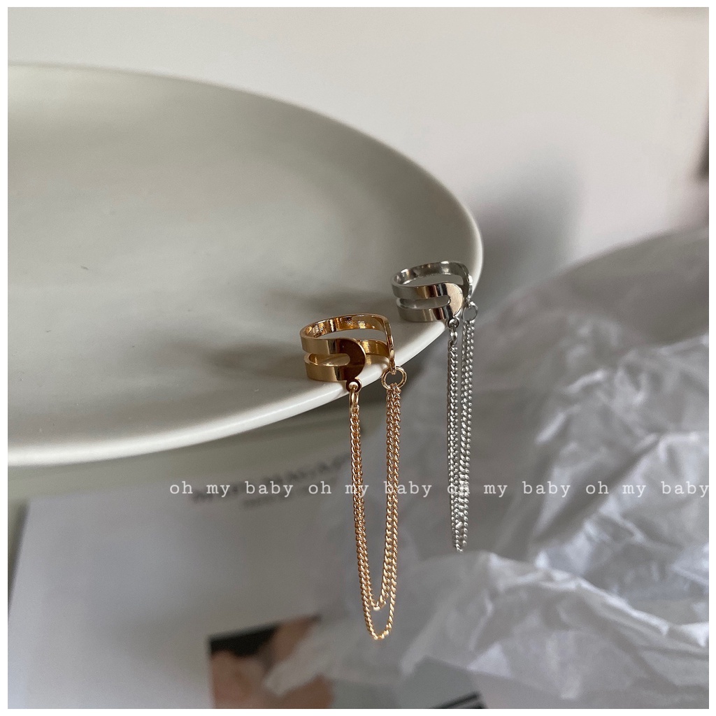 Khuyên Tai Dạng Dây Xích Màu Vàng/Bạc Cổ Điển Cho Nữ