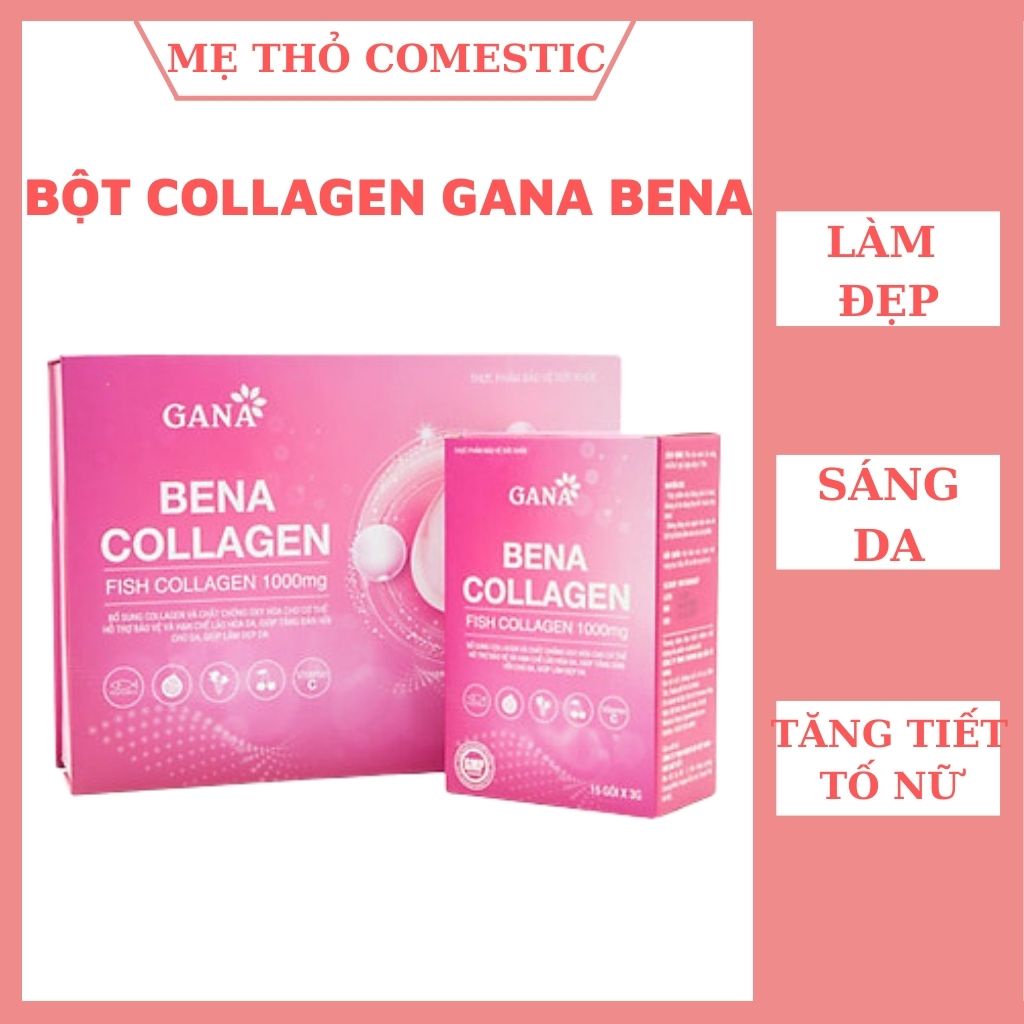 Bena Collagen Gana dạng bột siêu hấp thụ dưỡng da trắng hồng,xóa mờ nám, trẻ hóa da hộp 30 gói