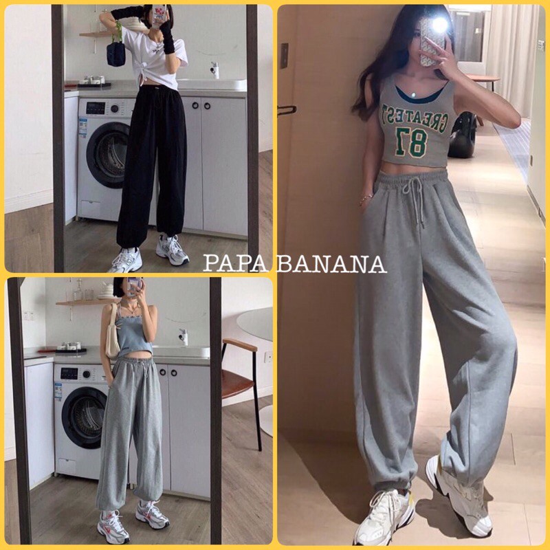 Quần thun bo gấu form thụng rộng Unisex, Quần thể thao phong cách jogger ống rộng bo chun | BigBuy360 - bigbuy360.vn