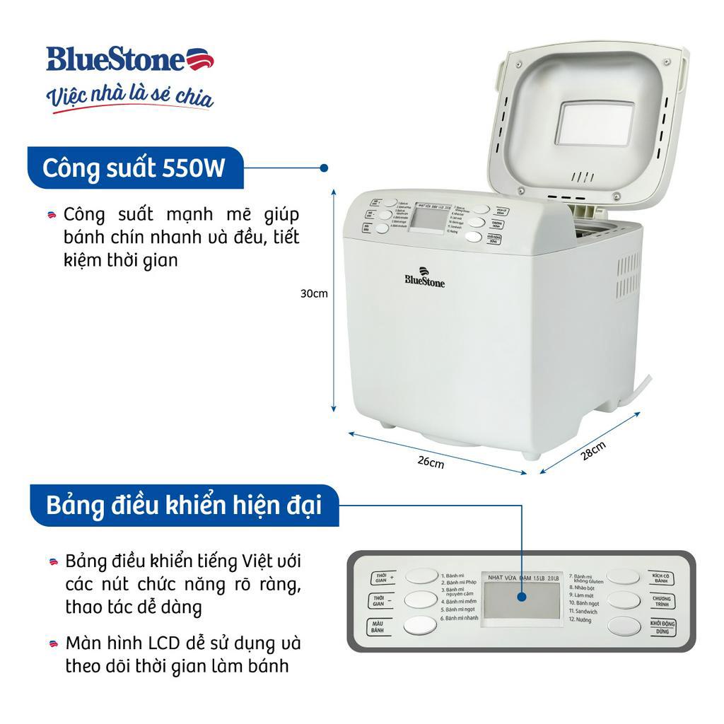 Máy Làm Bánh Mì Bluestone BMB-2421, Công Suất 550W, Bảo Hành Chính Hãng 2 Năm