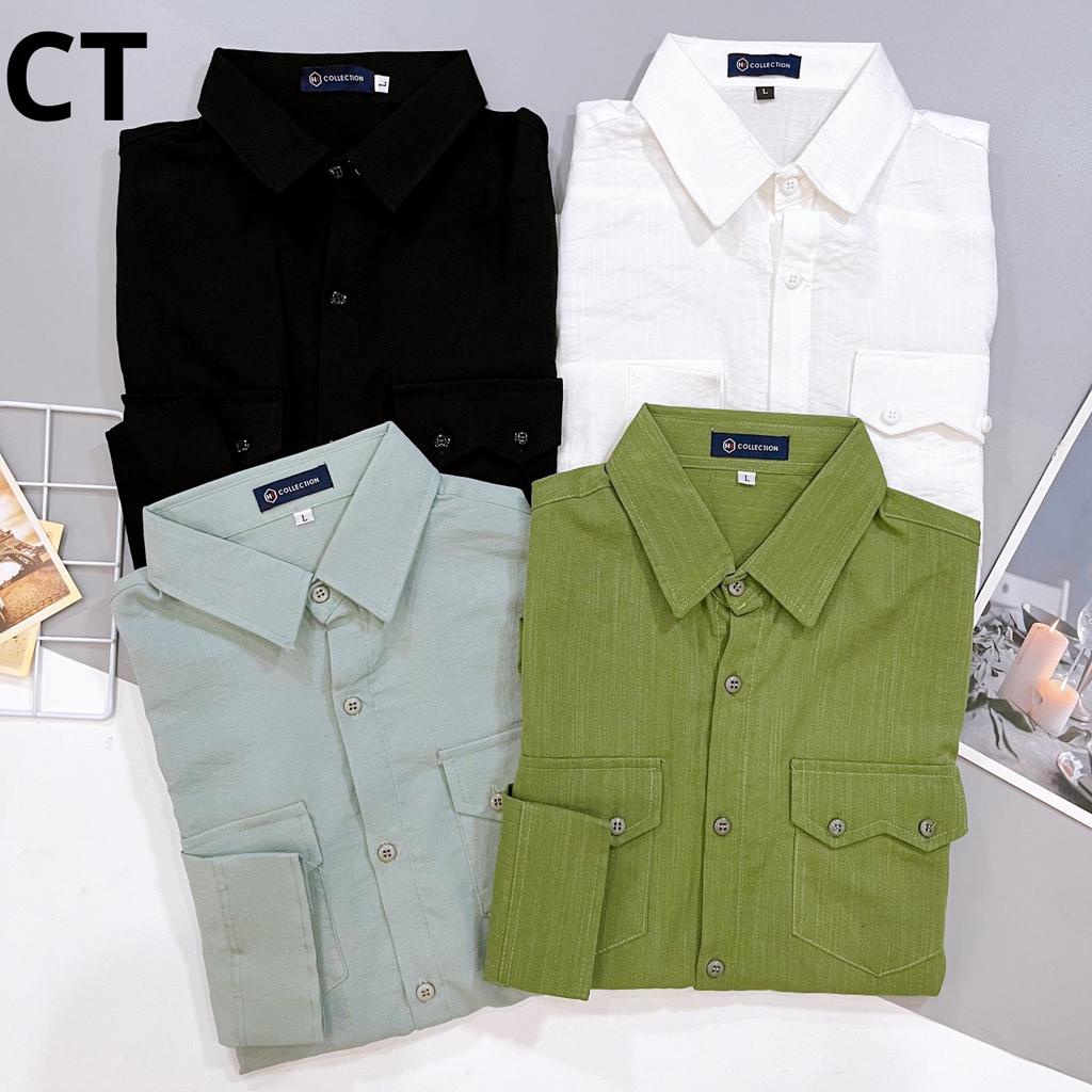 Áo Sơ Mi Nam Dài Tay Màu Basic Phối Túi Hộp Lịch Lãm Sang Trọng Lịch Sự Hot Trend - SM 365 TUI HOP MAU BASIC