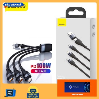 Cáp sạc nhanh 3 đầu baseus flash series 3in1 plus