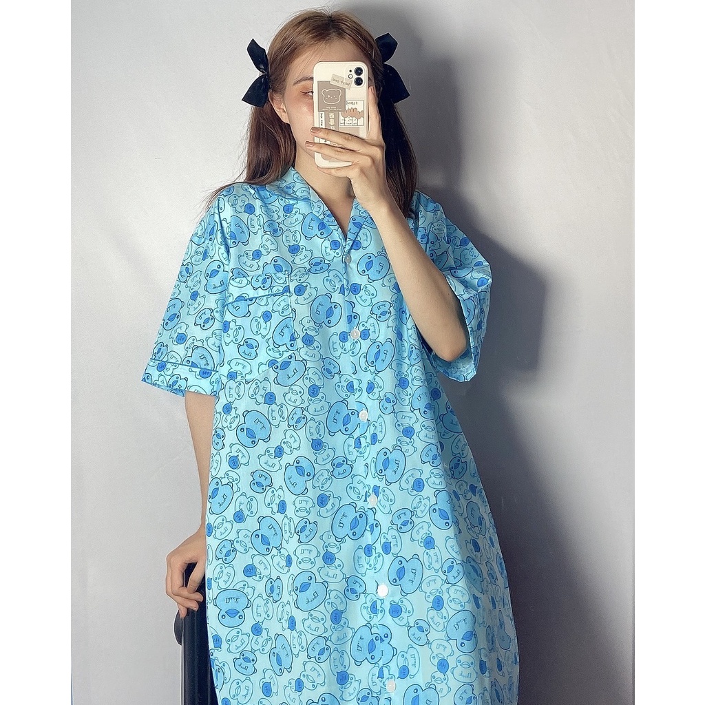 Đầm Ngủ Thái Cổ Bèo Form Rộng Hoạ Tiết Chú Vịt Nhiều Màu | BigBuy360 - bigbuy360.vn