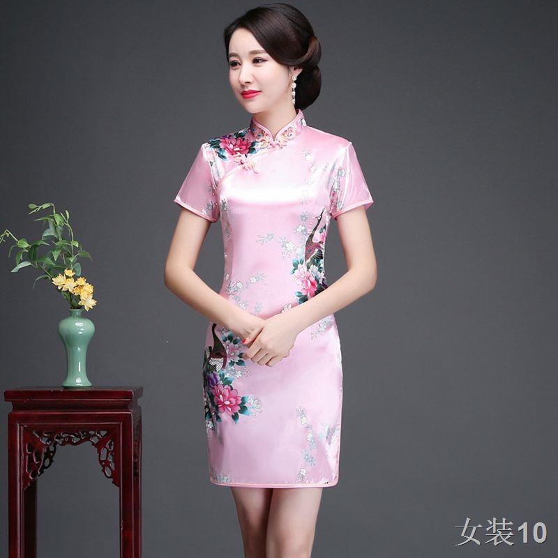 Cheongsam 2018 Phiên bản cải tiến mới của mùa thu và đông Váy sườn xám khario Retro Hàng ngày ngắn Slimd