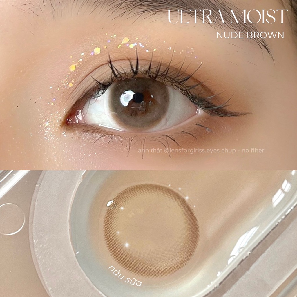 Kính Áp Tròng nâu sữa ULTRA MOIST NUDE BROWN dành cho mắt nhạy cảm chính hãng SIESTA | Lens cận