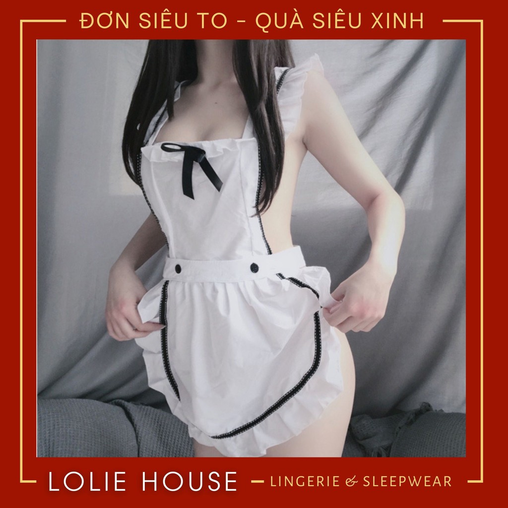 Cosplay Hầu gái đầu bếp - Set váy ngủ sexy cosplay hầu gái màu trắng LOLIE HOUSE - CP4