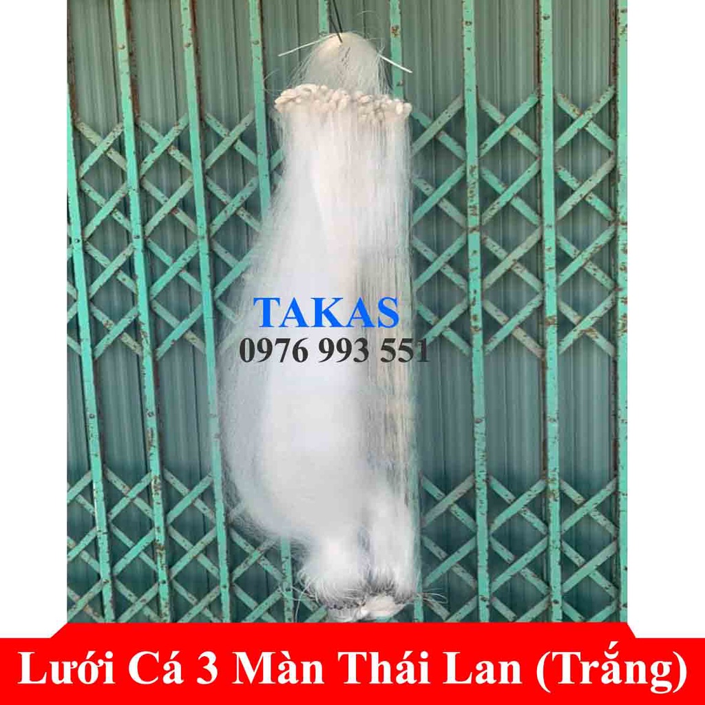 Lưới đánh cá 3 màn thái lan (trắng) chuyên đánh các loại cá nước ngọt và nước mặn gần bờ( dài 100m,chì nặng)