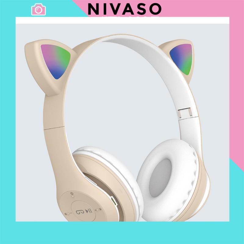 Tai Nghe Bluetooth Chụp tai ST71 có Mic Headphone không dây Dễ Thương tai mèo nghe nhạc, chơi game, cho bà bầu NIVASO | BigBuy360 - bigbuy360.vn