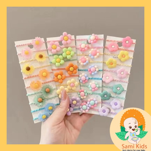 Dây buộc tóc thun mini, dây chun hình nơ, hoa, trái cây cột tóc cho bé gái SAMIKIDS