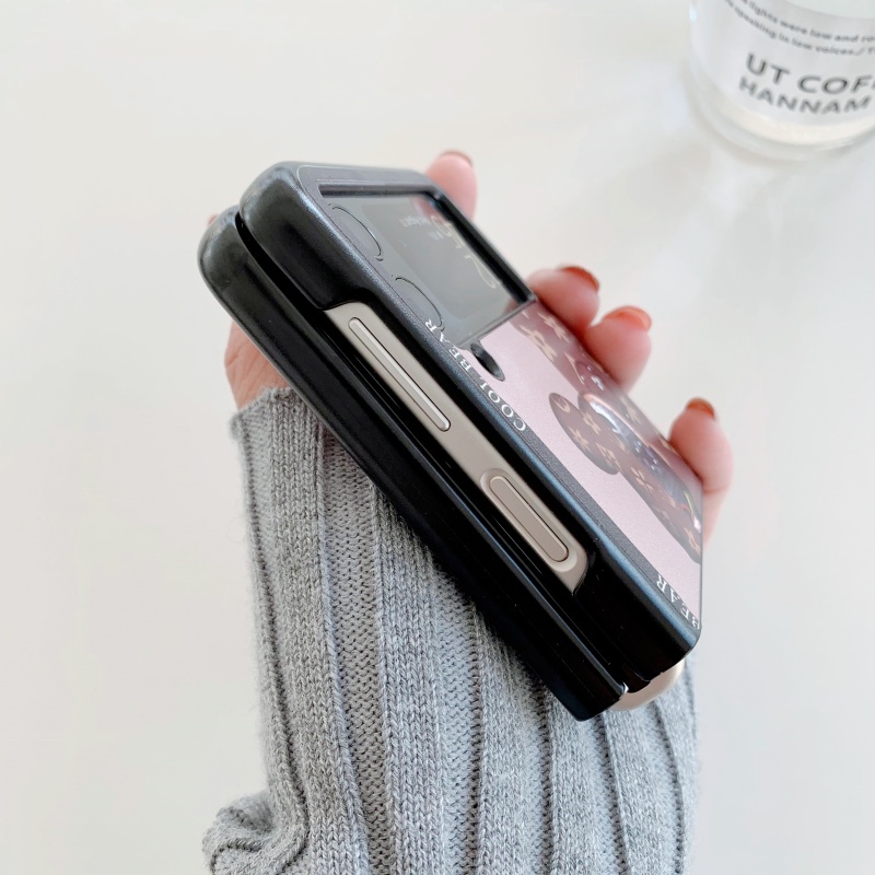 Ốp Điện Thoại Da Nắp Gập In Hình Gấu Chống Sốc Cho Samsung Galaxy Z Flip 3 Flip 3