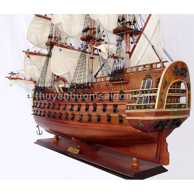 Thuyền buồm mỹ nghệ Royal Louis dài 95cm gỗ tự nhiên lắp ráp sẵn, mô hình thuyền gỗ trang trí sang trọng