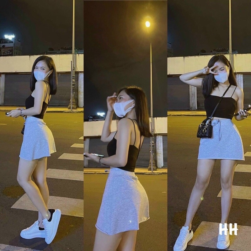 CHÂN VÁY CHỮ A KÈM LÓT TRONG PHONG CÁCH ULZZANG ĐƯỜNG PHỐ / CHÂN VÁY CHỮ A LINHLASTORE