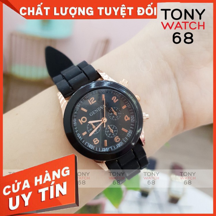 HÀNG CAO CẤP -  Đồng hồ cặp đôi nam nữ Geneva dây cao su trắng mặt kính cong độc đáo chính hãng Tony Watch 68  - Hàng Ca