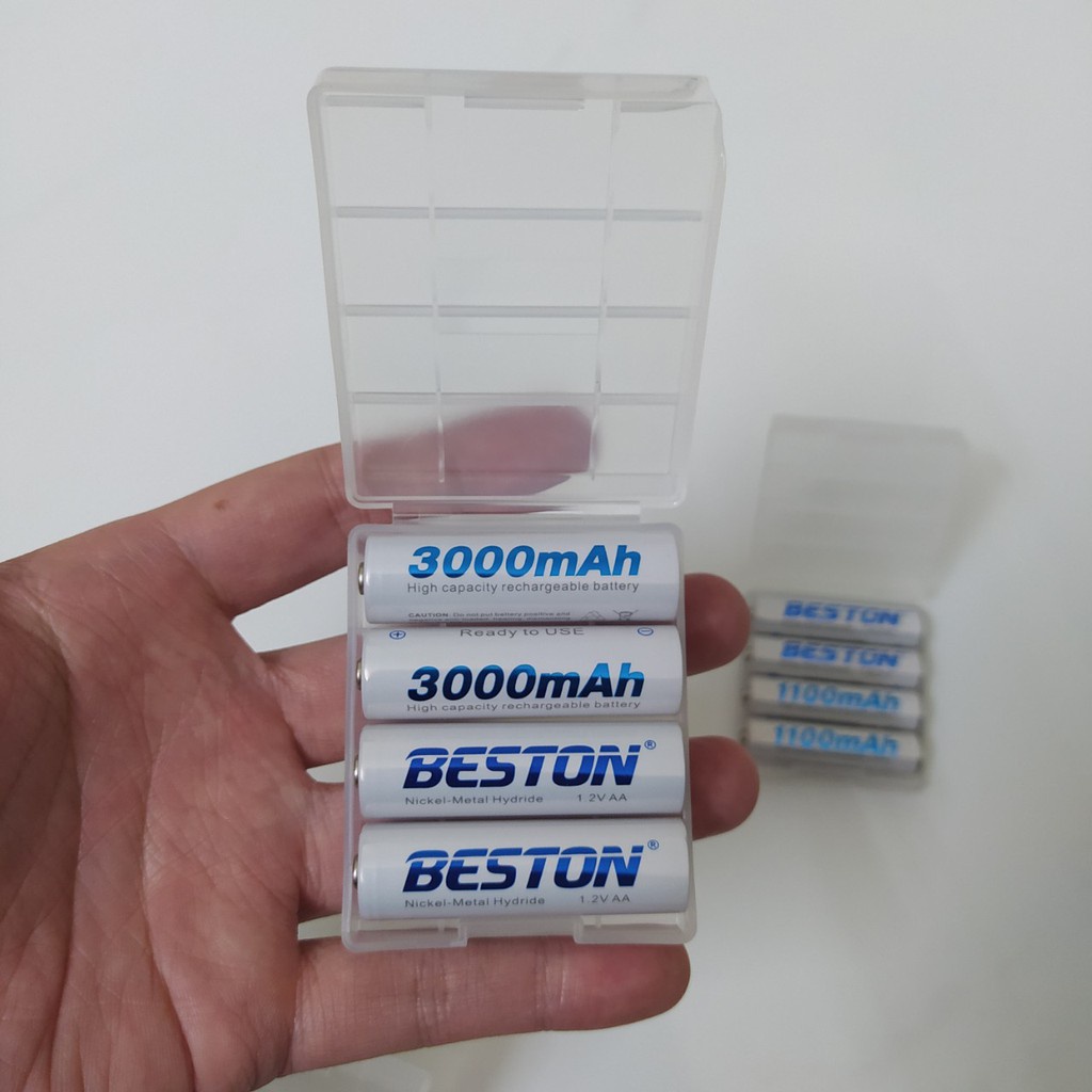 Combo 4 pin sạc AA3000, AA1200 hoặc pin riêng chính hãng BESTON cho máy ảnh, micro karaoke