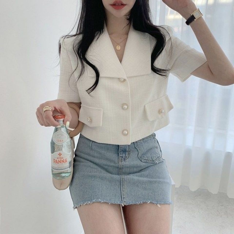 Áo Khoác Nữ Ngắn Tay Form Rộng Phong Cách Hàn Quốc Mới