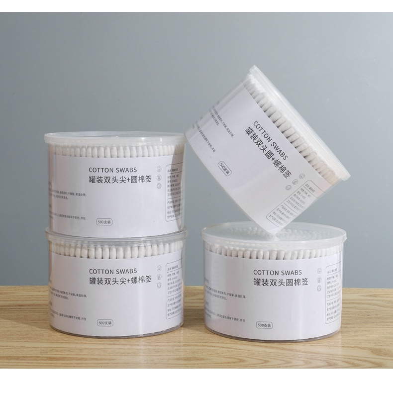 Hộp 500 Tăm Bông Cotton Hai Đầu Dùng Vệ Sinh Tai / Trang Điểm Đa Năng