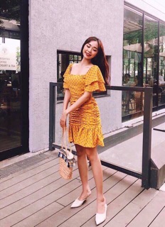Váy chấm bi đuôi cá ( kèm ảnh thật)